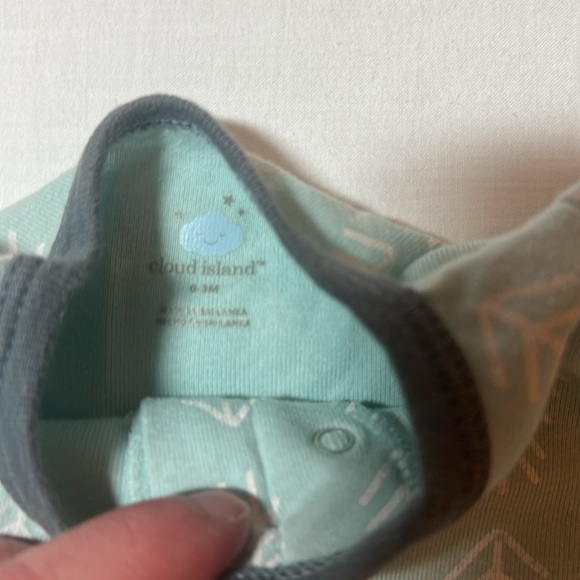 Cloud Island - Teal and White Patterned Footie Sleeper - Picture 4 of 4